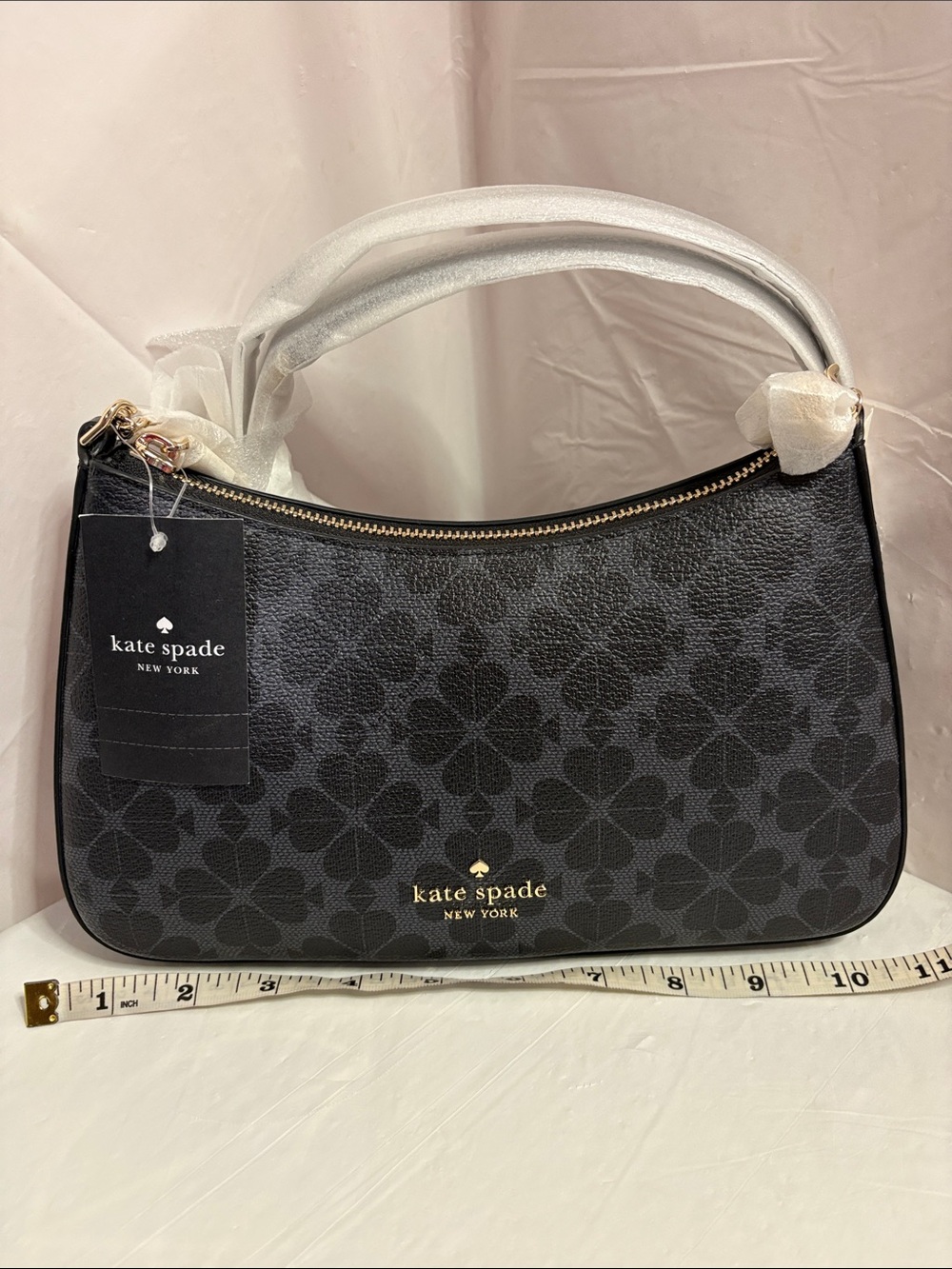 kate spade Black Floral-Print Shoulder Bag with Gold Logo